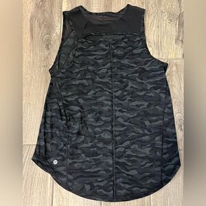 Lululemon SCULPT black Camo Tank Top mesh XS 0 2